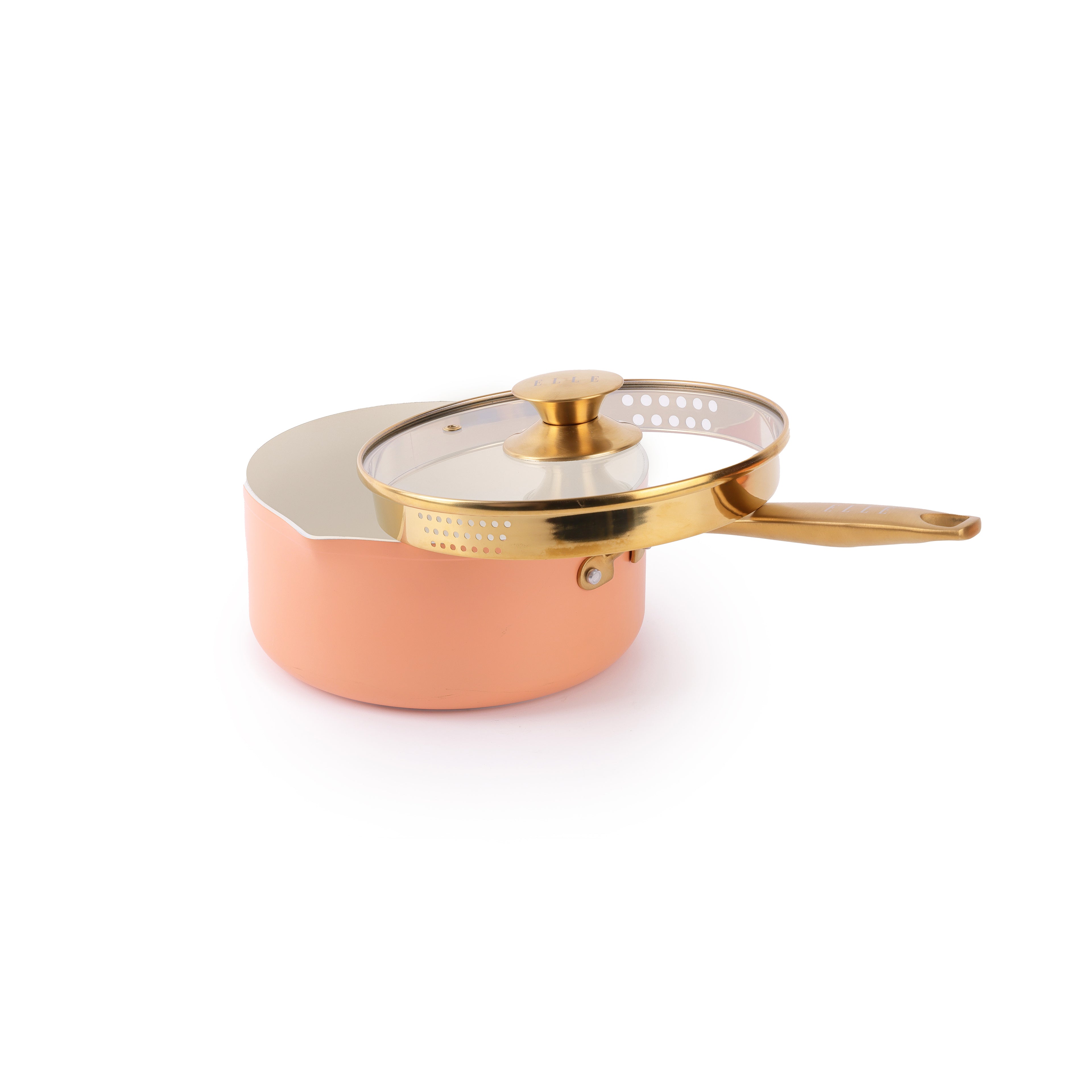 ELLE Home Non-Stick Saucepan Set – 6pc Ceramic with Gold Handles