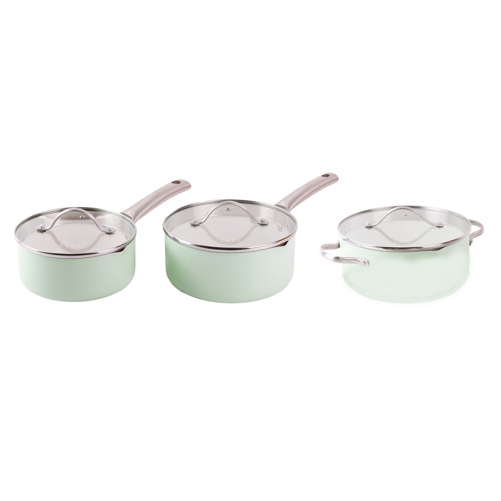 ELLE Home 6 Piece Saucepan Set – Ceramic Non-Stick Induction Cookware, Glacier
