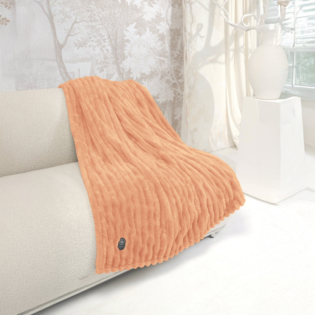 ELLE Heated Throw Blanket – Apricot Wash