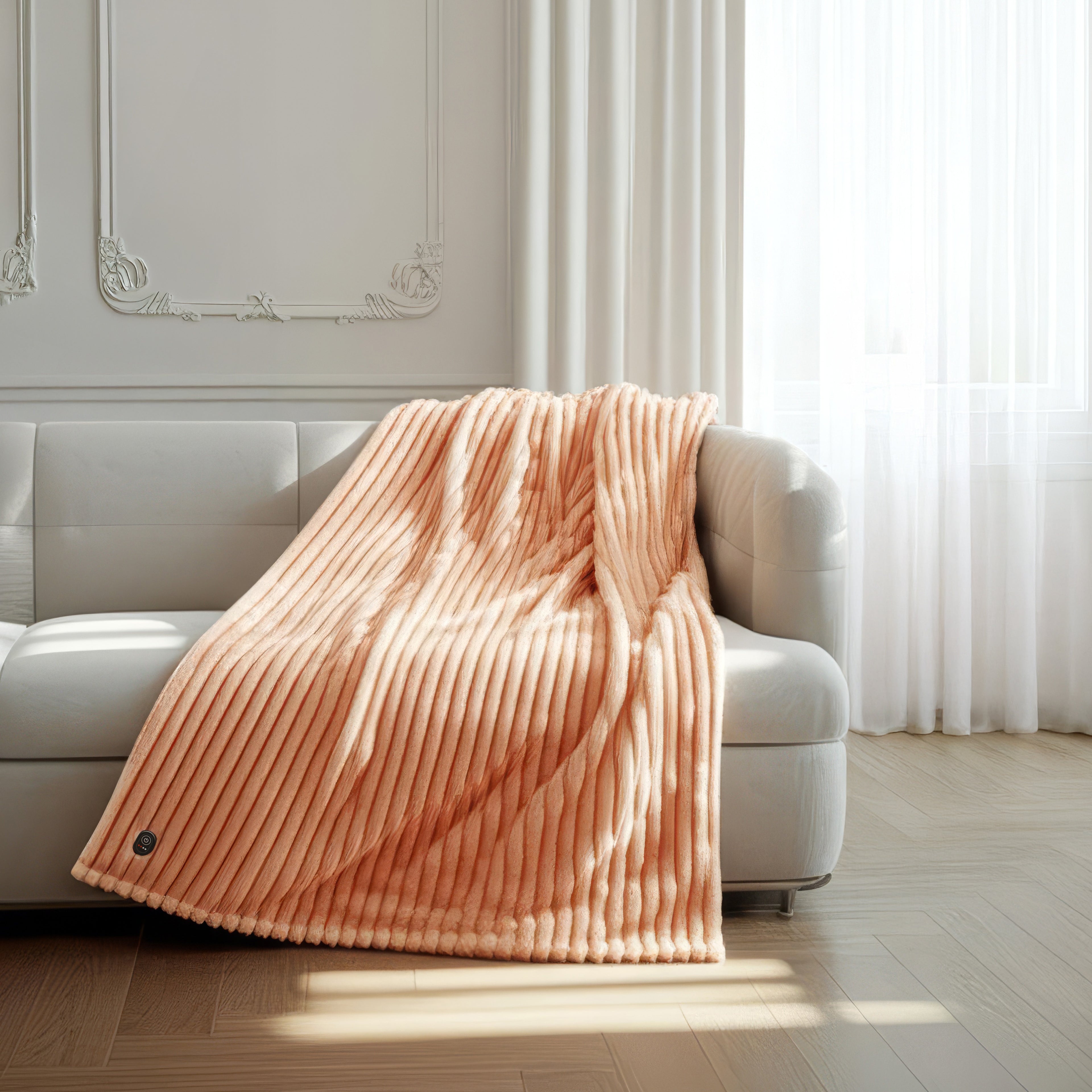 ELLE Heated Throw Blanket – Apricot Wash