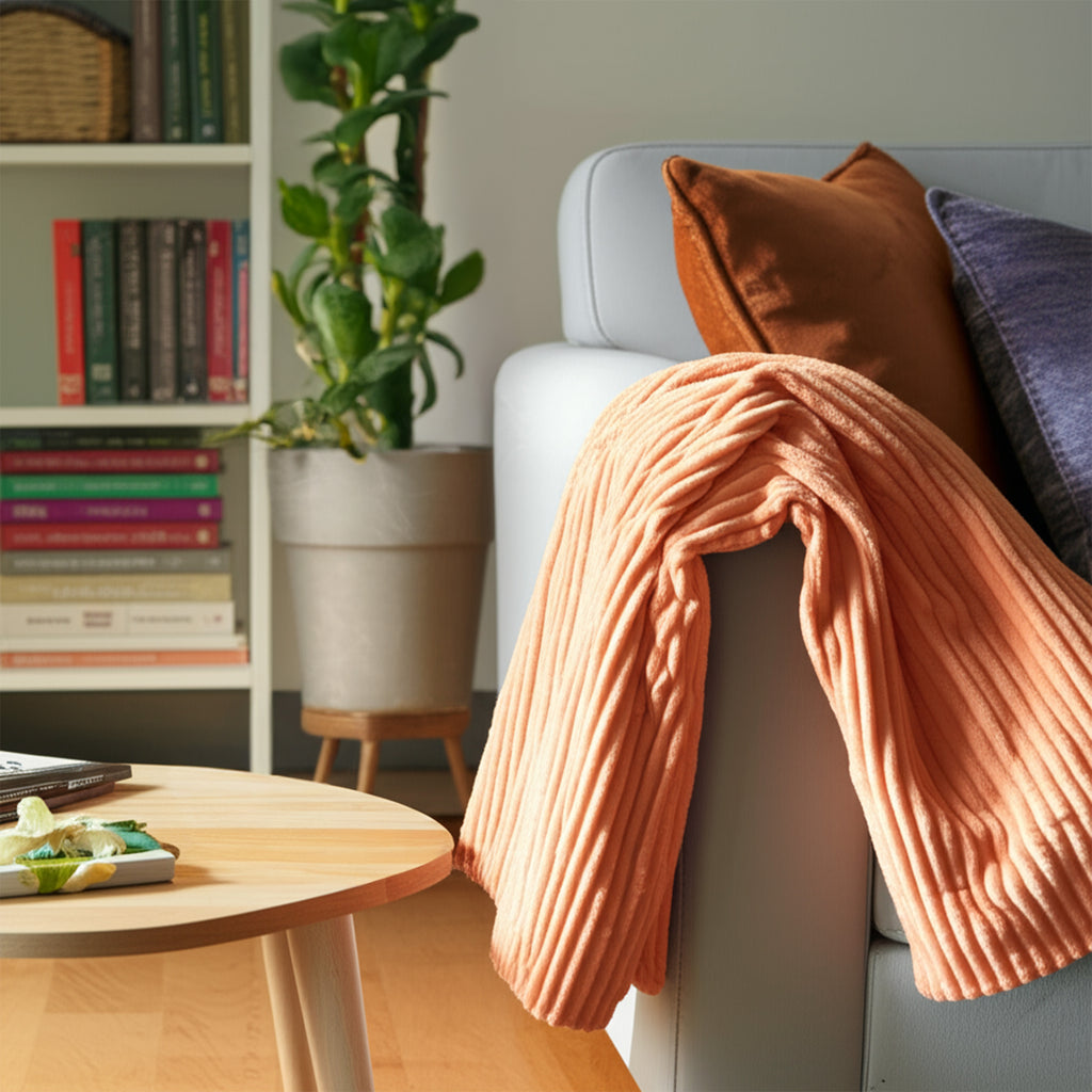 ELLE Heated Throw Blanket – Apricot Wash