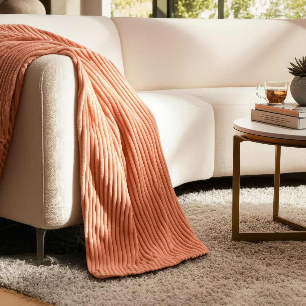 ELLE Heated Throw Blanket – Apricot Wash