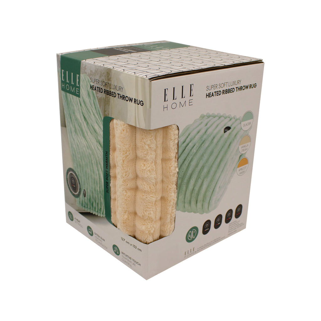 ELLE Heated Throw Blanket – Vanilla Cream